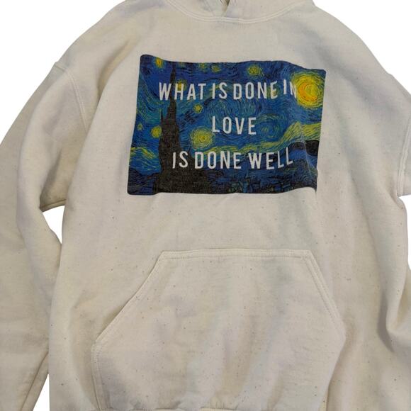 Van Gogh sweatshirt gently used artistic "What is done in love is done well" szM - Picture 8 of 8